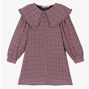 The New Society Girls Anabella Check Dress 16 Sheersucker Peter Pan Collar Pink